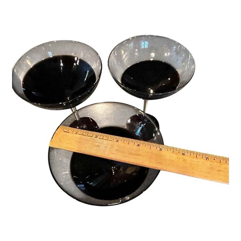 Pier 1 Elemental Black Martini/Margarita Hand Blown‎ Glasses set of 3